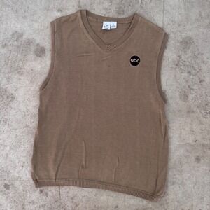 RARE Vintage 90s Made in USA Disney ABC‎ Knit Vest Sleeveless Preppy Brown Large
